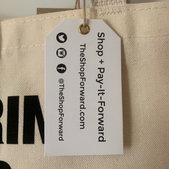 The Shop Forward ESPWA 4 Things TEACHER Canvas Tote Bag Cream Black - Picture 4 of 9